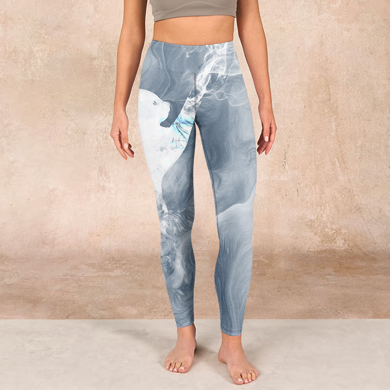 Light Slate Gray White Cat Exercise Leggings Women's Yoga Pants