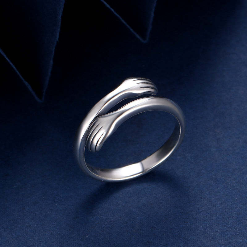 925 Sterling Silver Love Hug Thumb Ring