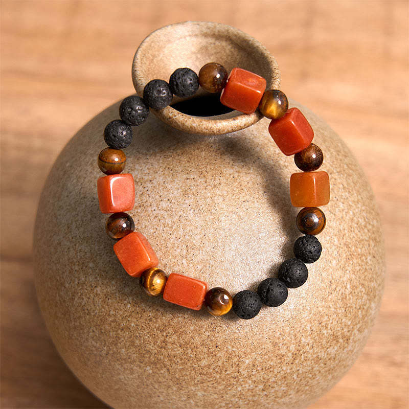 Various Crystals Cube Amethyst Lava Rock Support Bracelet