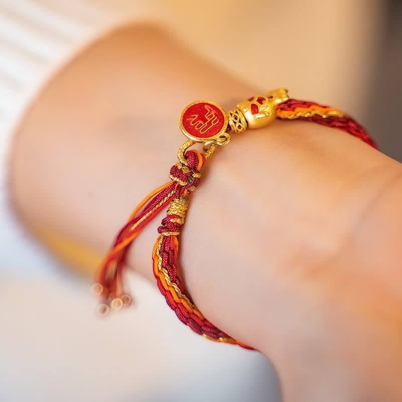 Chinese Zodiac Handmade Koi Fish String Protection Reincarnation Knot Braid Bracelet