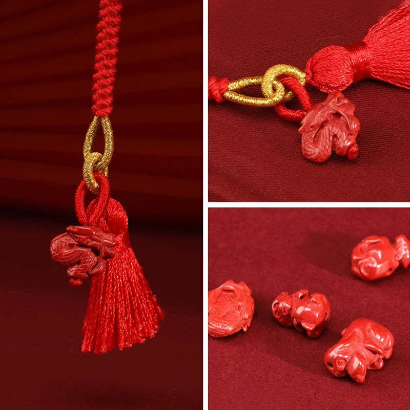 Natural Cinnabar Dragon Blessing Red String Belly Chain