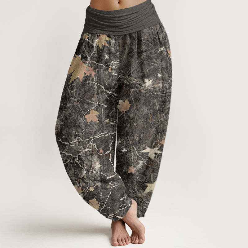Maple Leaf Pattern Women's Elastic Waist Harem Pants