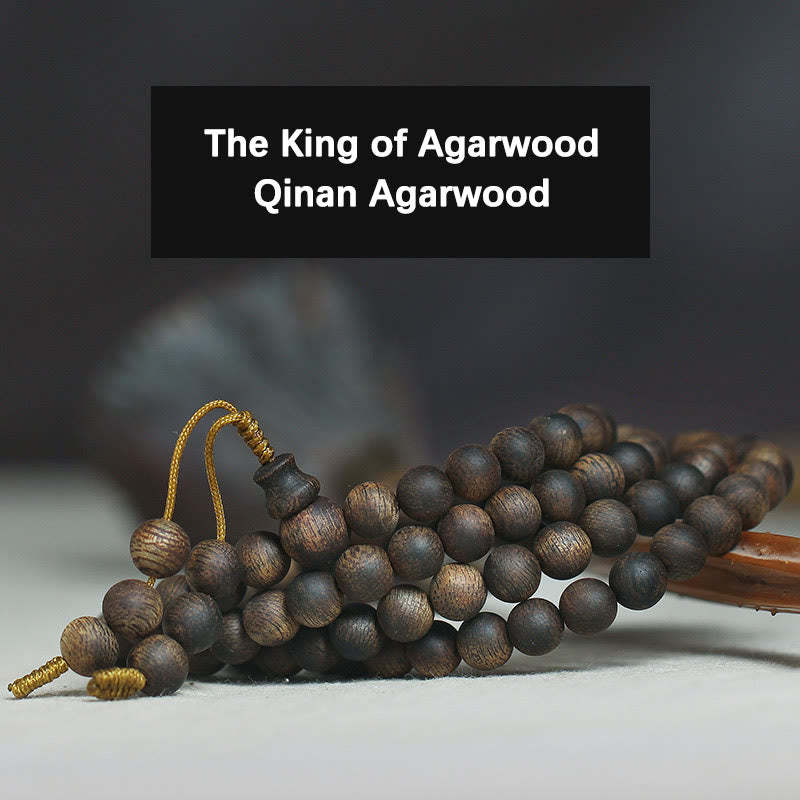 7mm 108 Mala Beads Nha Trang Qinan Agarwood Peace Strength Bracelet