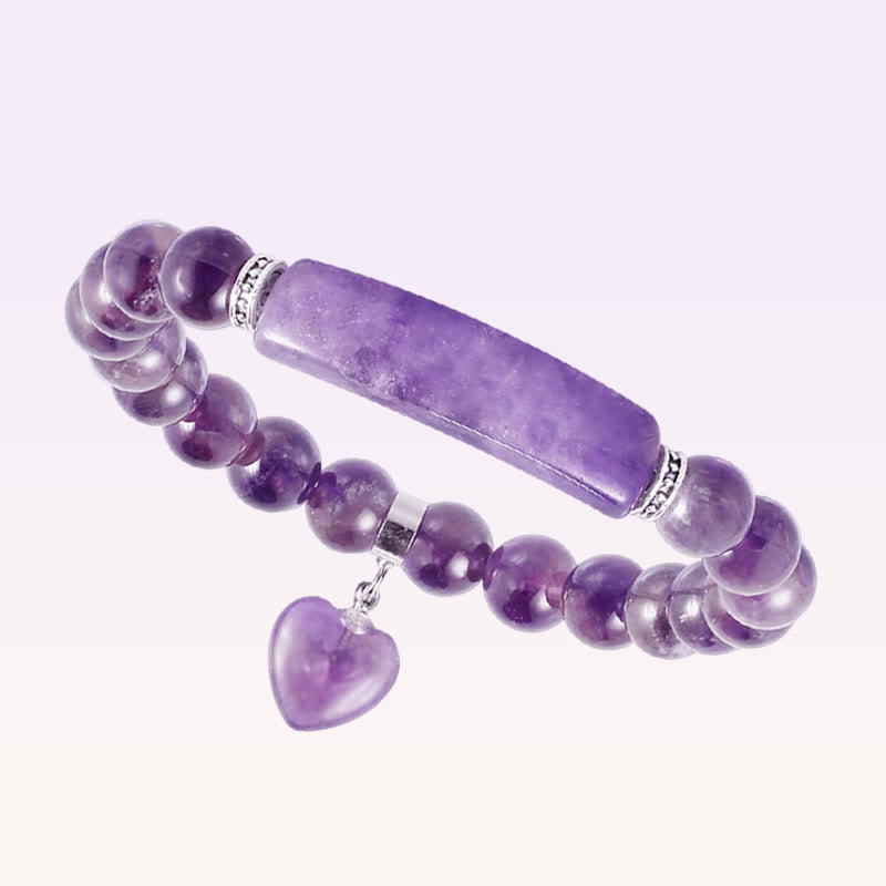 Natural Quartz Love Heart Healing Beads Bracelet