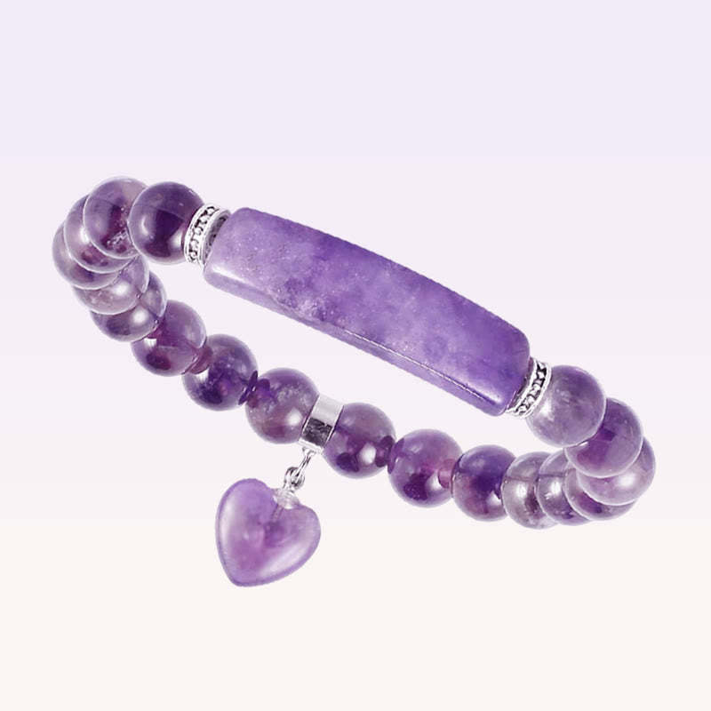 Natural Quartz Love Heart Healing Beads Bracelet