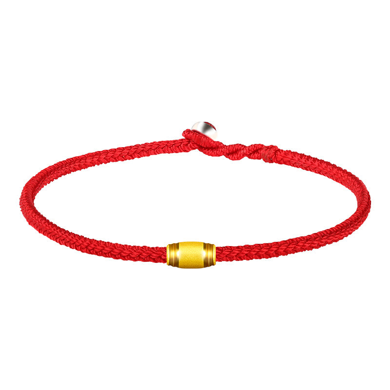 999 Gold Lucky Bead Eight Thread Peace Knot Red Rope Bracelet