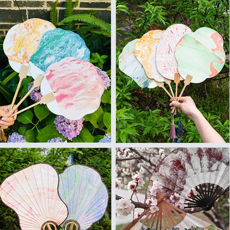 DIY Chinese Lacquer Fan Blank Painting Handheld Fan