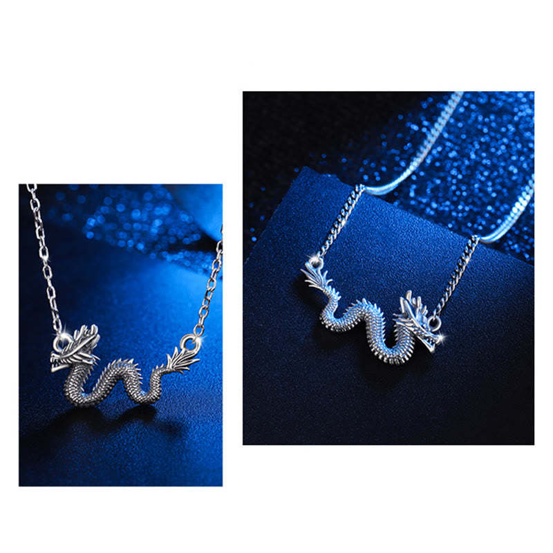 925 Sterling Silver Year Of The Dragon Auspicious Dragon Protection Chain Necklace Pendant(Extra 30% Off | USE CODE: FS30)
