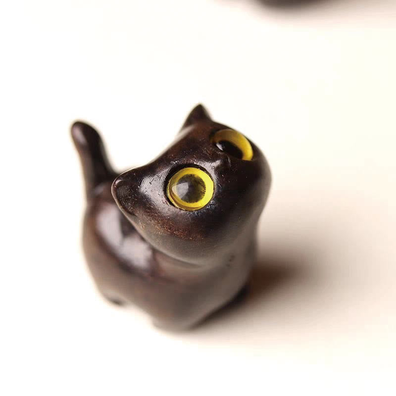 Green Sandalwood Ebony Wood Sandalwood Small Leaf Red Sandalwood Mini Lucky Cat Peace Decoration
