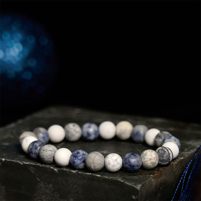 White Turquoise Picasso Jasper Blue Spot Jasper Relaxation Bracelet
