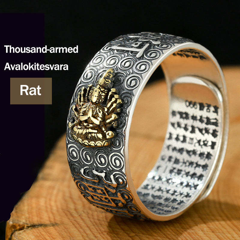 Chinese Zodiac Natal mystic zen Wealth Luck Adjustable Ring