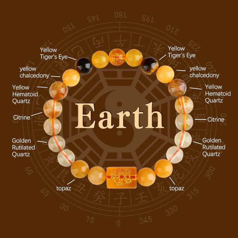 Five Elements God Of Wealth Various Crystal Agate Wealth Luck Bracelet