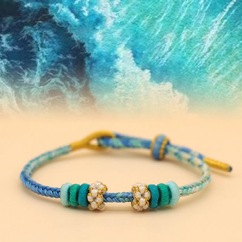 Handmade Eight Thread Peace Knot Peach Blossom Knot Luck Rope Braided Bracelet