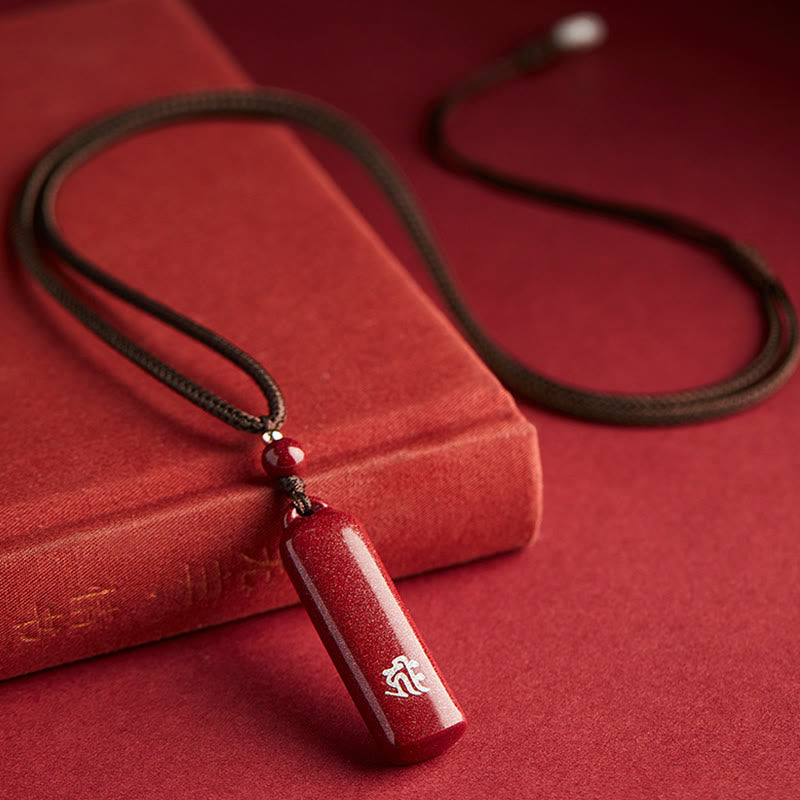 Chinese Zodiac Natal mystic zen Cinnabar Amulet Protection String Necklace Pendant