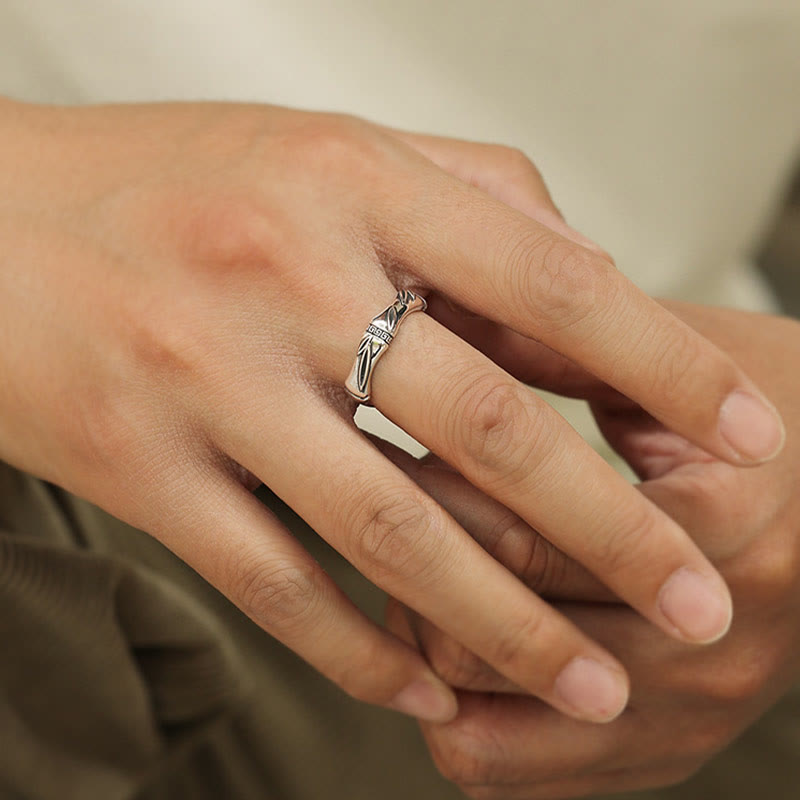 Simple Bamboo Design Copper Luck Wealth Adjustable Ring