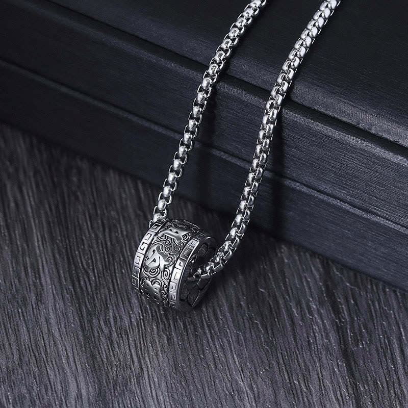 Tibetan Om Mani Padme Hum Titanium Steel Peace Necklace Pendant