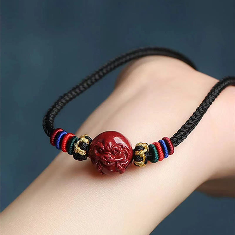 Cinnabar Chinese Zodiac Black String Blessing Necklace Pendants