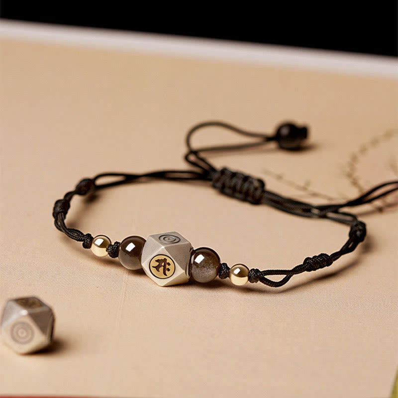 Handmade 925 Sterling Silver Chinese Zodiac Natal mystic zen Cinnabar Calm Braided Bracelet
