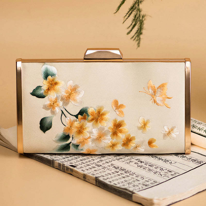 Carnation Peony Begonia Su Embroidery Wedding Shopping Purse Handbag Crossbody Bag