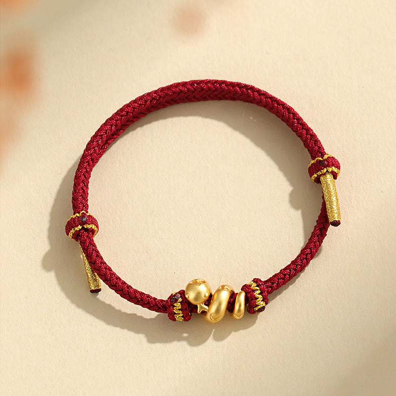 Handmade 999 Sterling Silver Golden Year Of Snake Red String Protection Braided Bracelet
