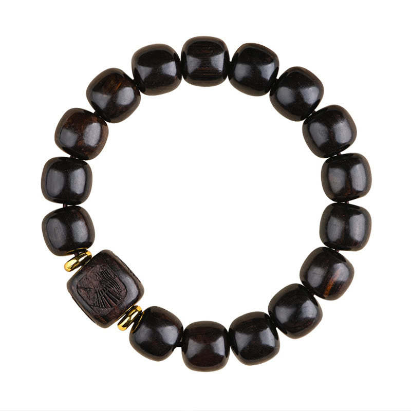 Tibetan Ebony Wood Barrel Beads Lucky And Treasure Balance Bracelet