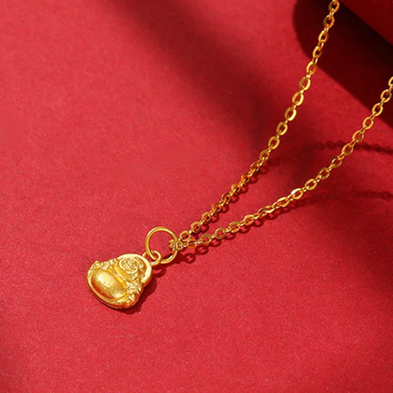 999 Gold Mini Laughing mystic zen Luck Wealth Necklace Pendant