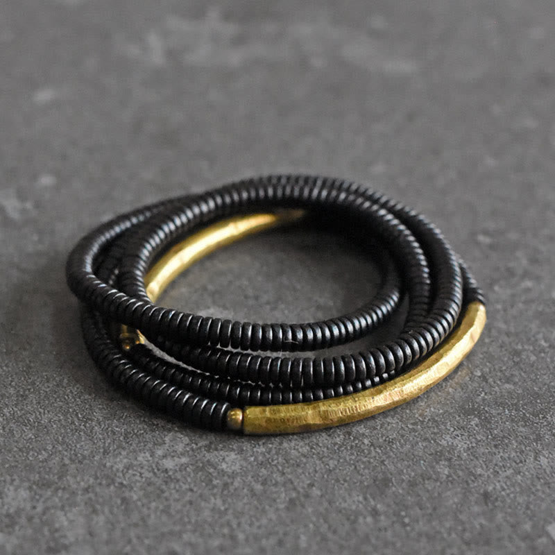 Ebony Wood Copper Balance Multilayered Bracelet