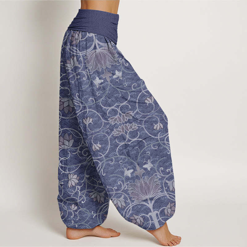 Lotus Pattern Women's Elastic Waist Harem Pants