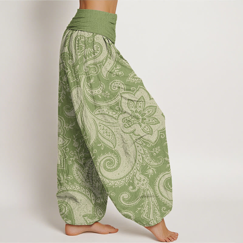 Flowers Paisley Patterns Women's Elastic Waist Harem Pants