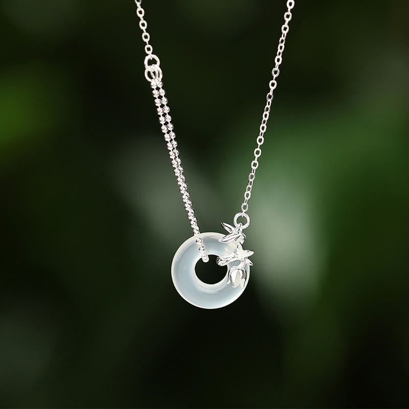 925 Sterling Silver Tulip Chalcedony Peace Buckle Fortune Necklace Pendant