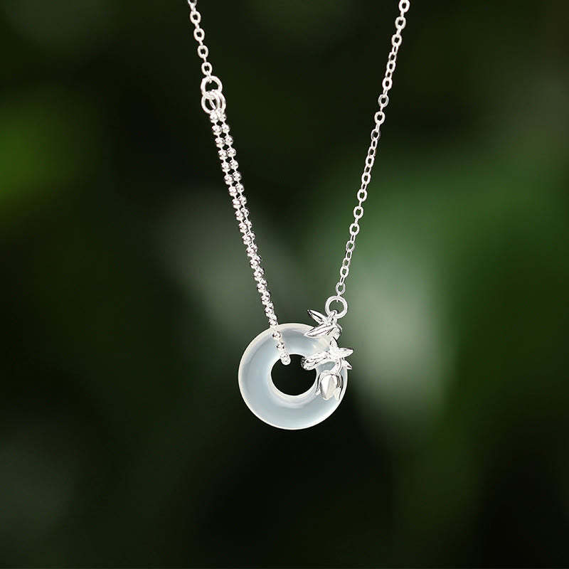 925 Sterling Silver Tulip Chalcedony Peace Buckle Fortune Necklace Pendant
