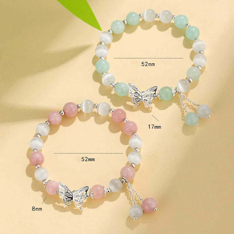 Chrysoberyl Cat's Eye Chalcedony Butterfly Love Bracelet