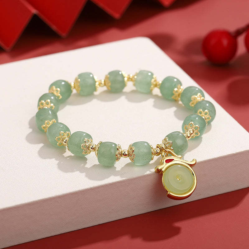 Year of the Dragon White Agate Green Aventurine Peace Buckle Luck Bracelet (Extra 30% Off | USE CODE: FS30)