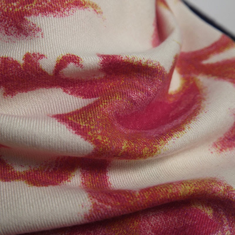 Tibetan Red Flower Print Shawl Fall Winter Soft Warm Scarf Wrap