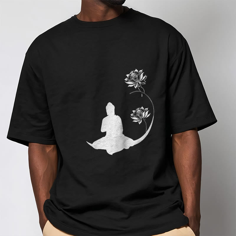 mystic zen Sitting With Lotus Flowers Pattern Pattern Tee T-shirt