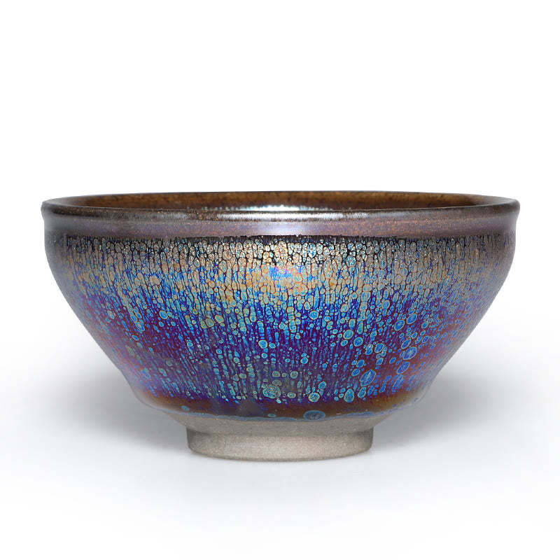 Chinese Jianzhan Blue Colorful Glaze Ceramic Teacup Tenmoku Kung Fu Tea Cup With Gift Box