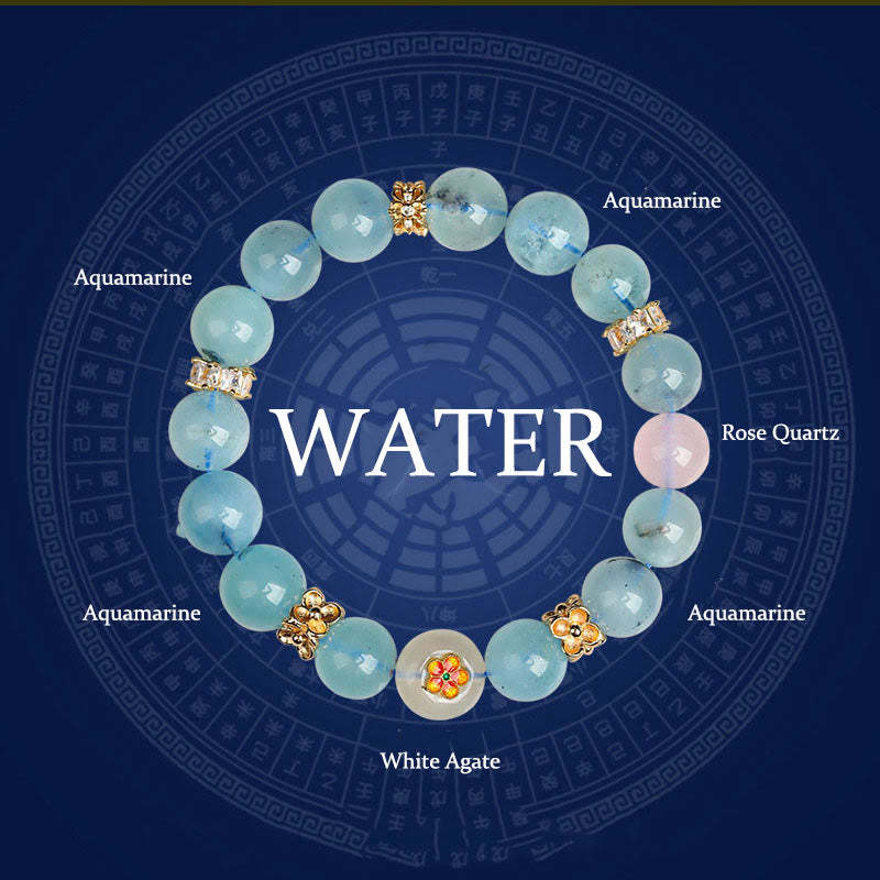 Five Elements Various Agate Crystal Green Phantom Rutilated Quartz Green Grape Agate Malachite Luck Bracelet