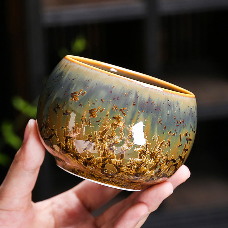 Colorful Brown Ceramic Teacup Kung Fu Tea Cup Bowl