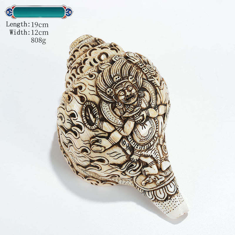Tibetan Handmade Engraved Shankha mystic zen Avalokitesvara Conch Shell Wealth Decoration