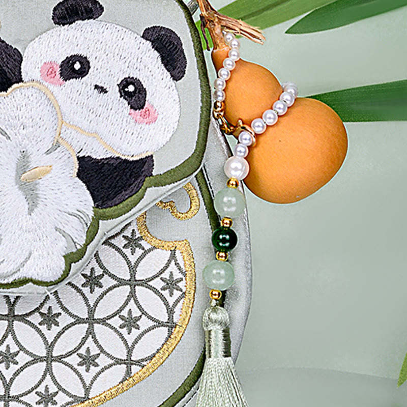 Panda Flowers Gourd Pendant Shoulder Bag Crossbody Bag