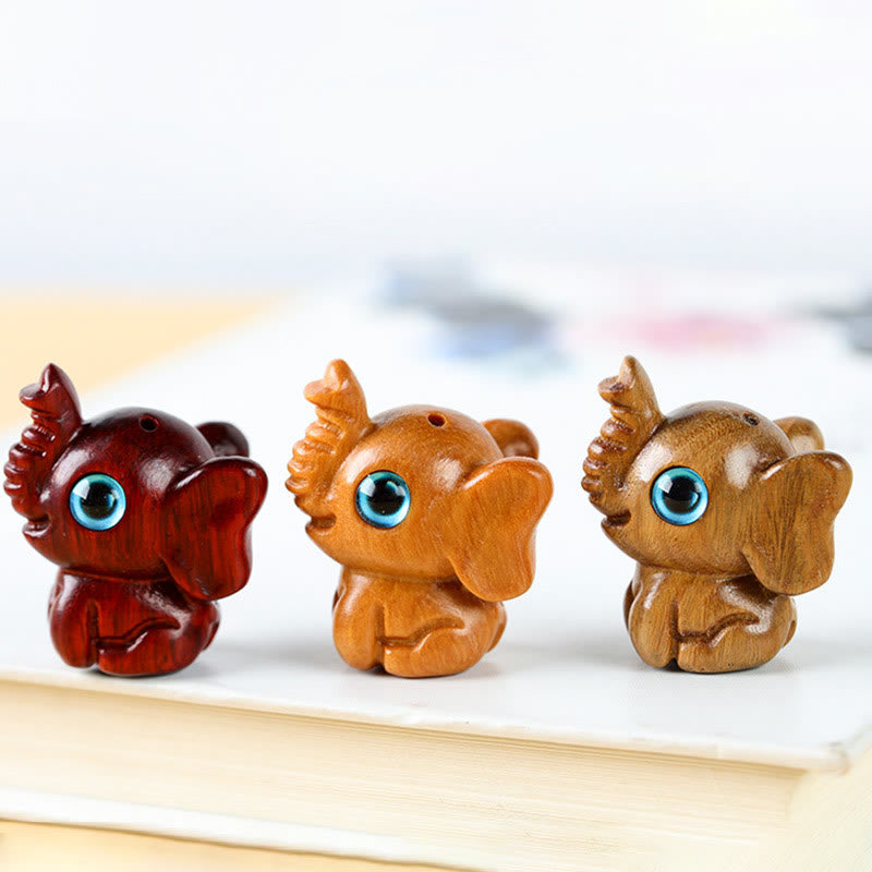 Sandalwood Small Leaf Red Sandalwood Green Sandalwood Lucky Mini Elephant Carved Protection Decoration
