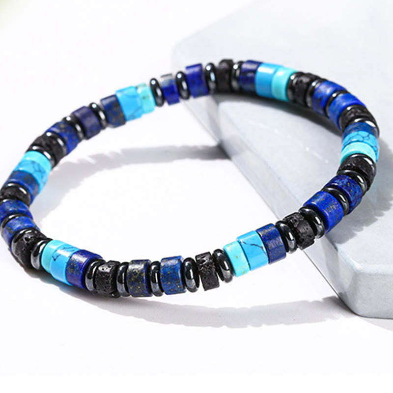 Hematite Turquoise Lazurite Lava Rock Black Glitter Stone Support Bracelet