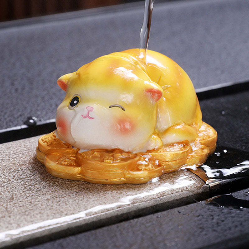 Color Changing Cute Mini Cat Resin Tea Pet Wealth Home Figurine Decoration