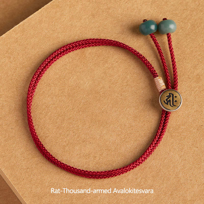 925 Sterling Silver Handmade Chinese Zodiac Natal mystic zen Cyan Bodhi Seed Protection Braided Red String Bracelet