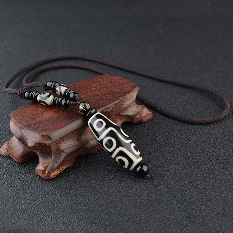 Nine-Eye Dzi Bead Wealth Protection Necklace