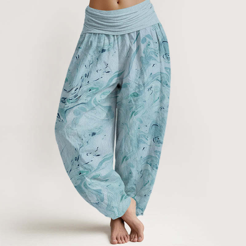 Flow Wind Pattern Women's Elastic Waist Harem Pants