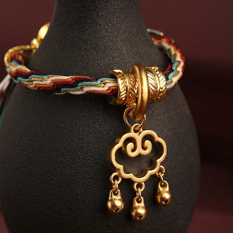 Handmade Dunhuang Color Deer Auspicious Cloud Peace Lock Bell Healing Reincarnation Knot Bracelet
