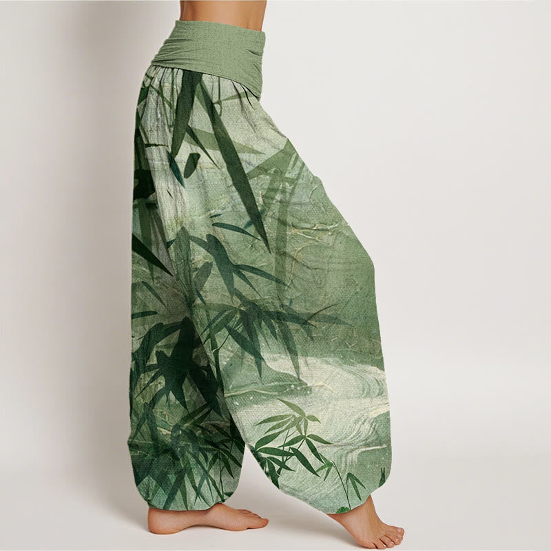 Mountains River Bamboo Pattern Women's Elastic Waist Harem Pants