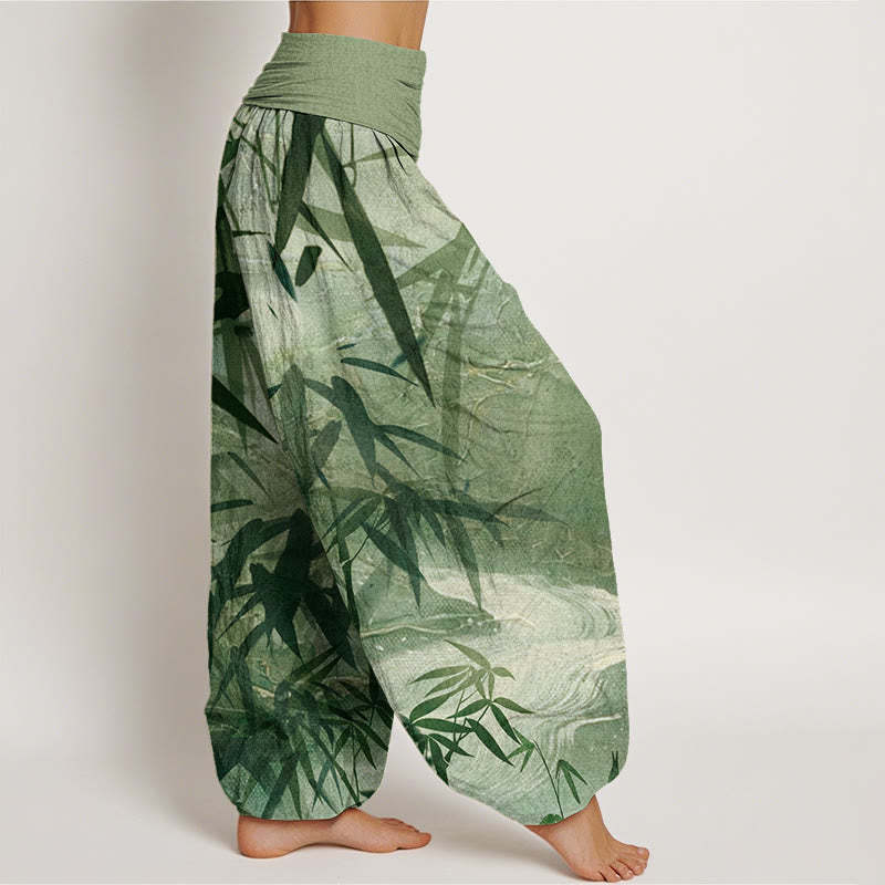 Mountains River Bamboo Pattern Women's Elastic Waist Harem Pants
