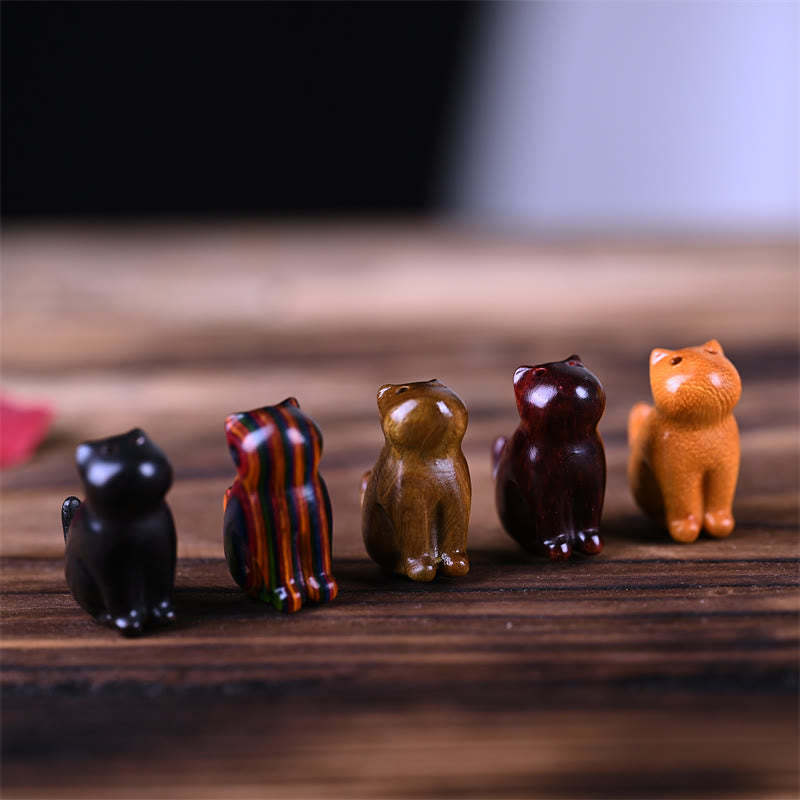 Small Leaf Red Sandalwood Ebony Wood Sandalwood Green Sandalwood Lucky Mini Cat Deer Sooth Phone Hanging Decoration